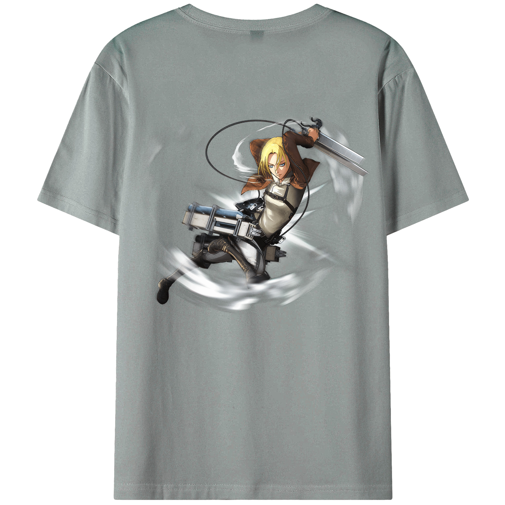 （画像用） 進撃の巨人 アニ・レオンハート Attack on Titan Annie Leonhart 綿100％ メンズ半袖Tシャツ（バックプリント） 通気性